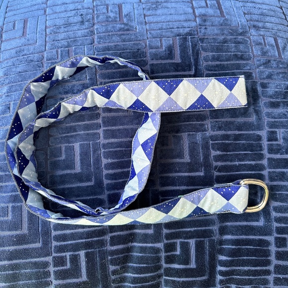 Eliza B Accessories - Eliza B multi-blues argyle ribbon belt. Size L.